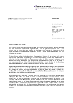 Brief des Bischofs Markus Dröge an die Gemeinden