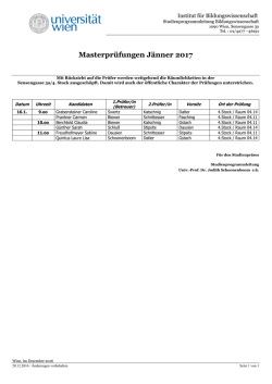 Masterprüfungen Jänner 2017