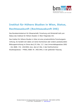 Institut für Höhere Studien in Wien, Status, Rechtsauskunft
