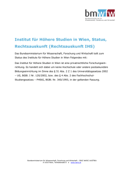Institut f&uuml;r H&ouml;here Studien in Wien, Status, Rechtsauskunft
