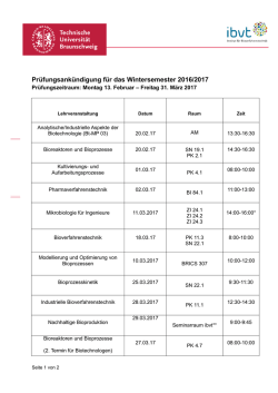 Prüfungstermine WS 2016/2017 - Institut für Bioverfahrenstechnik