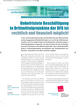 Flugblatt | Unbefristete Beschäftigung in Drittmittelprojekten der DFG