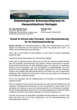 Diabetologische Schwerpunktpraxis im Hausarztzentrum Heringen