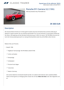 Porsche 911 Carrera 3.2 (1986) 39 300 EUR