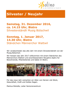 Silvester / Neujahr - Seniorenzentrum Solino