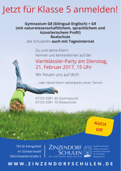 Jetzt f&uuml;r Klasse 5 anmelden!