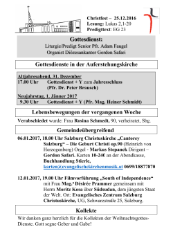 Gottesdienst - Evangelische Gemeinde Salzburg Auferstehungskirche