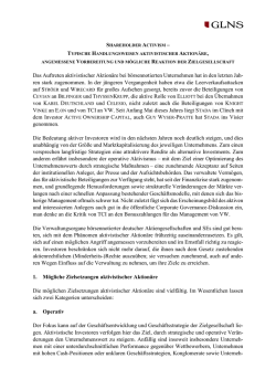 Das Auftreten aktivistischer Aktionäre bei börsennotierten