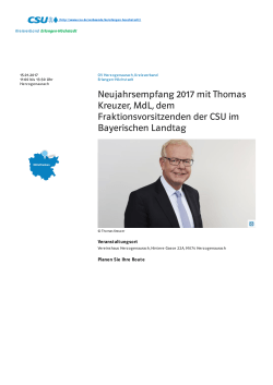 Neujahrsempfang 2017 mit Thomas Kreuzer, MdL, dem