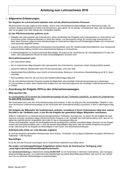 Lohnnachweis 2016 Anleitung, Stand Januar 2017