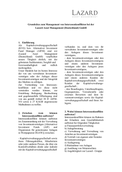 Grunds&auml;tze zum Management von Interessenkonflikten bei der