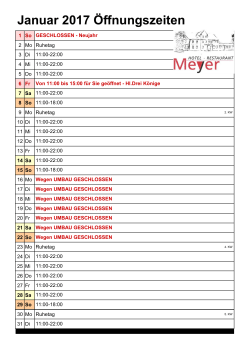 J&auml;nner 2017 - Restaurant Meyer