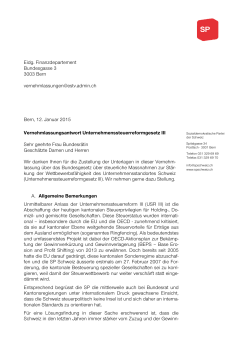 VernehmlassungsAntwort der SP Schweiz zur USR_III