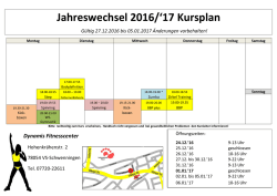 Jahreswechsel 2016/`17 Kursplan