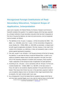 Institutions of post-secondary education, temporal scope of