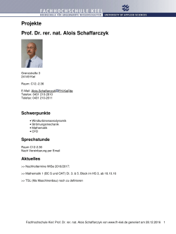 Fachhochschule Kiel: Prof. Dr. rer. nat. Alois Schaffarczyk