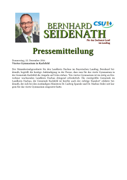 Donnerstag, 22. Dezember 2016 Viertes Gymnasium in Karlsfeld