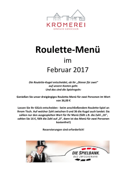 Roulette Menü 2017