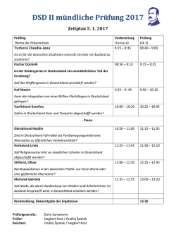 DSD II m&uuml;ndliche Pr&uuml;fung 2017 Zeitplan 5. 1. 2017