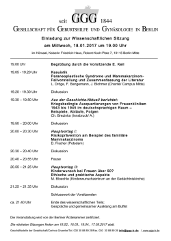 Die nächste wissenschaftliche Sitzung findet am 18.01.2017 statt.
