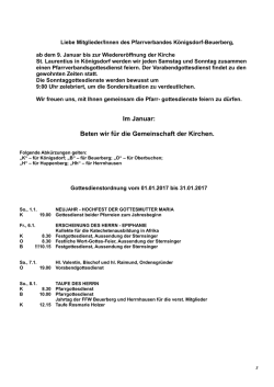 Gottesdienstordnung Januar 2017
