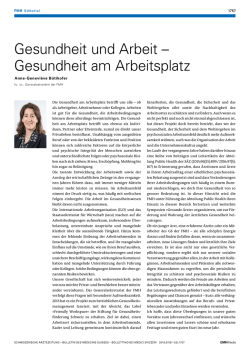 Gesundheit und Arbeit – Gesundheit am Arbeitsplatz