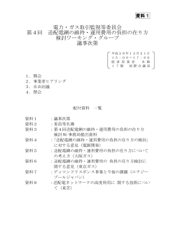 電力・ガス取引監視等委員会 第4回 送配電網の維持・運用費用の負担