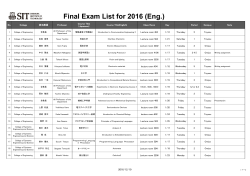 Final Exam List for 2016