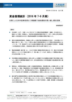 資金循環統計（2016 年 7-9 月期）