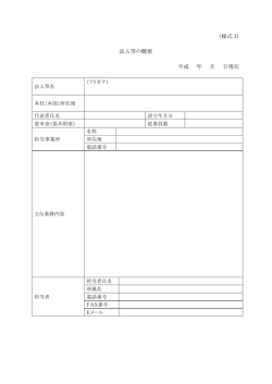 （様式 3） 法人等の概要 平成 年 月 日現在