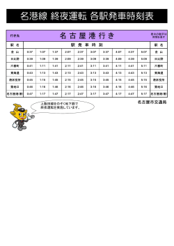 名港線 終夜運転 各駅発車時刻表