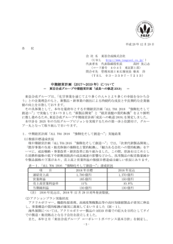 中期経営計画（2017～2019 年）について