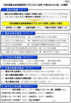 資料2 「東京都観光産業振興実行プラン2017（仮称