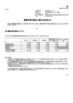業績予想の修正に関するお知らせ