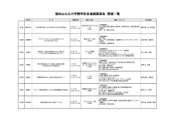 福知山公立大学開学記念連続講演会 開催一覧（予定）