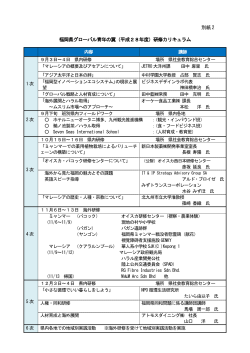 別紙2 福岡県グローバル青年の翼（平成28年度）研修カリキュラム