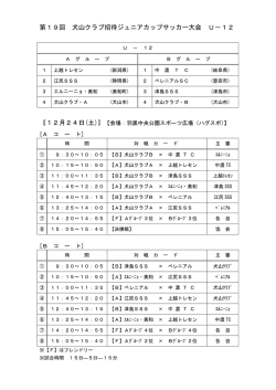 第19回 犬山クラブ招待ジュニアカップサッカー大会 U－12
