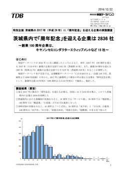 茨城県内で「周年記念」を迎える企業は 2836 社