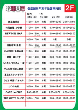 楽市楽座年末年始店舗別営業時間
