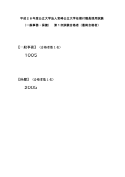 （一般事務・保健）第1次試験合格者（最終合格者）（pdf