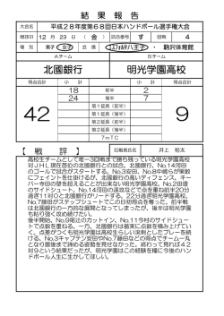 北國銀行 明光学園高校 - 日本ハンドボール協会