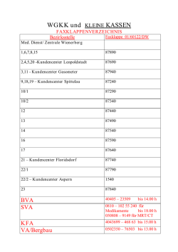 Faxklappenverzeichnis WGKK und kleine Kassen