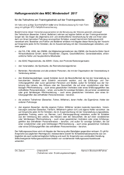 Haftungsverzicht des MSC Mindersdorf 2017