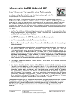 Haftungsverzicht des MSC Mindersdorf 2017