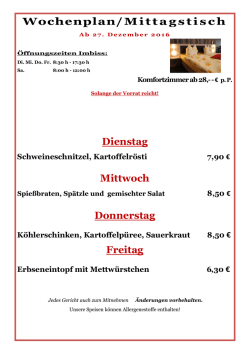 Dienstag Mittwoch Donnerstag Freitag