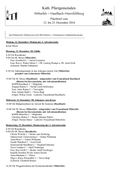 Pfarrbrief Kath. Pfarramt Haselbach St. Jakobus Haselbach