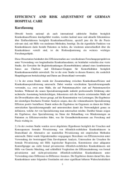 Efficiency and Risk Adjustement of German Hospital Care (PDF, 39