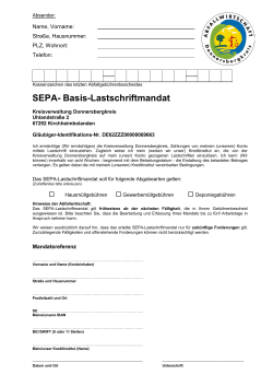 SEPA-Lastschriftmandat - Kreisverwaltung Donnersbergkreis