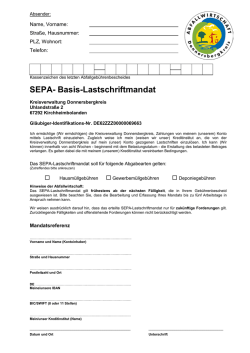 SEPA-Lastschriftmandat - Kreisverwaltung Donnersbergkreis