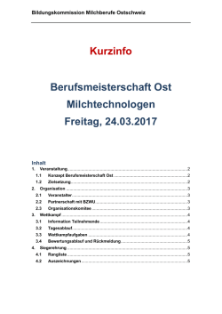 Information Berufsmeisterschaft Ost der Milchtechnologen